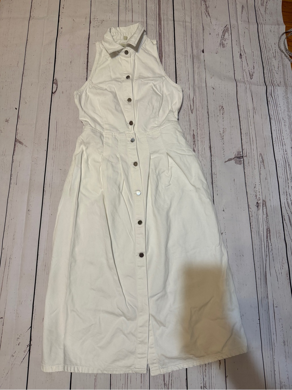 DL1961 White Sleeveless Button-Down Midi Dress